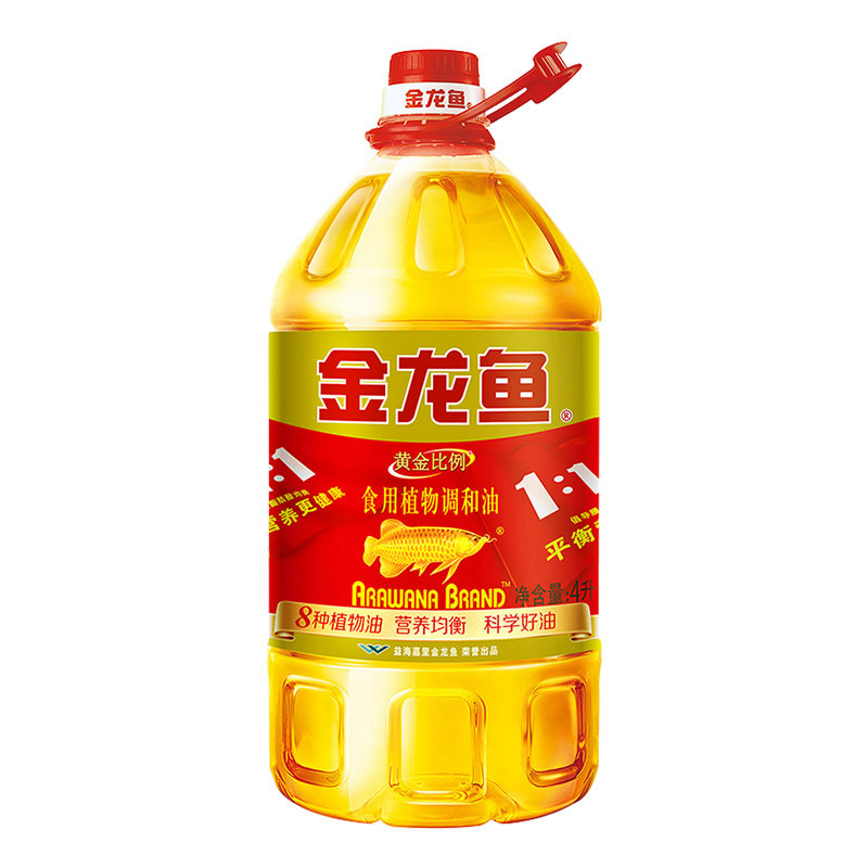 金龙鱼黄金比例食用植物调和油4L家用桶装食用油